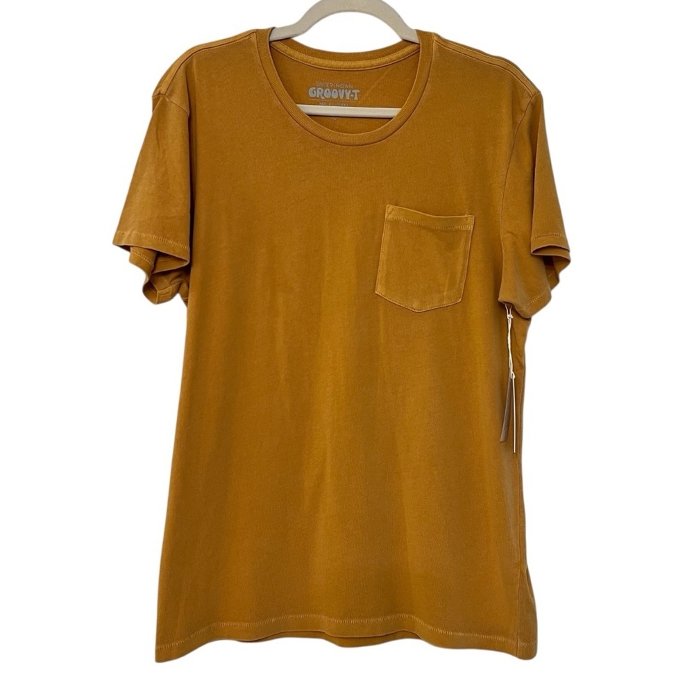 Outerknown Men’s Groovy Pocket Tee Saffron Yellow Small NWT Organic Cotton Surf